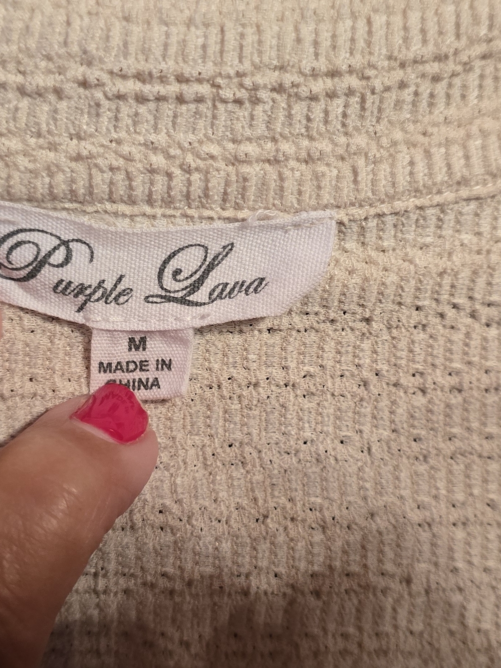 Purple Lava Oversized Cream Waffle Knit Button-Up Shacket - Size M - Picture 2 of 7